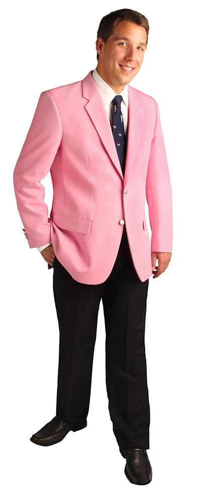 man's pink blazer