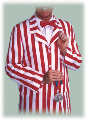 Barbershopper Costumes Red and White Striped Boater Jackets and Vests